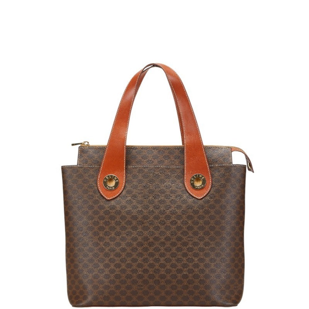 Celine Macadam Handbag Tote Bag Brown Leather s - Picture 1 of 11